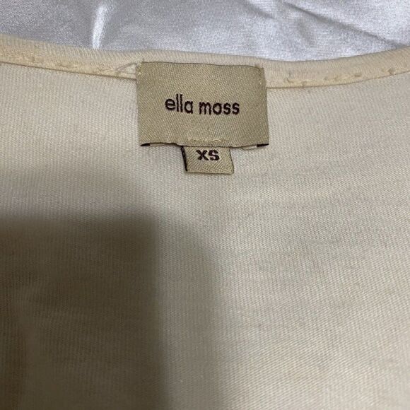Ella Moss Womens Solid Ivory V Neck Short Sleeve Lace Top Xs - Picture 3 of 4
